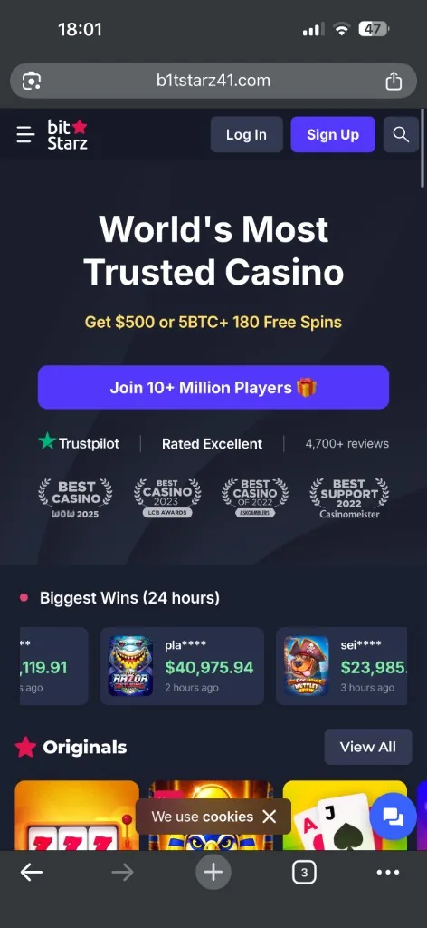 BitStarz mobilna domača stran z bonusom do 5 BTC