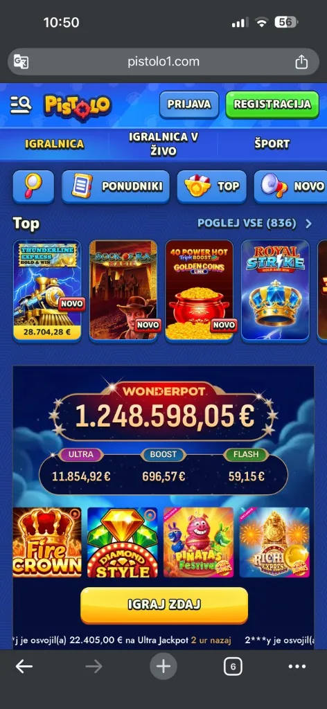 Pistolo top igre in jackpoti